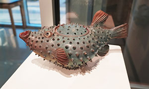 Image of Alan Bennett's ceramic sculpture Porcupine Puffer Tea Pot 